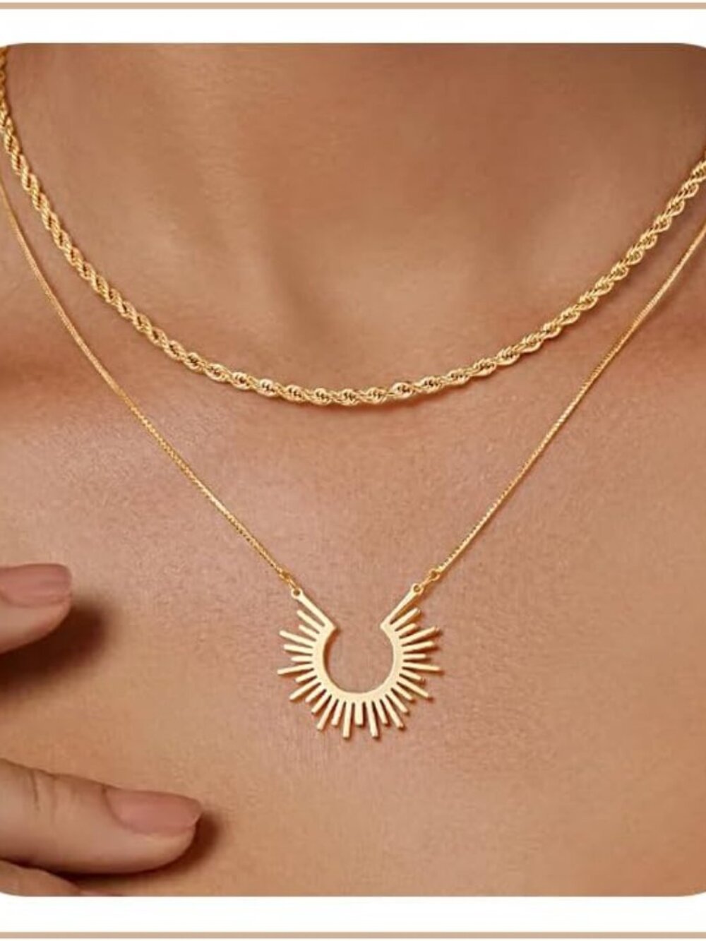 Layered Necklaces for Women Trendy, Dainty 14k Gold Plated Pendant Necklace Laye